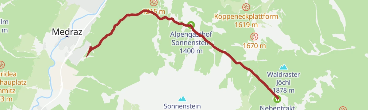 Route map: Maria Waldrast: Talersteig über Serles bis zur Maria Waldrast